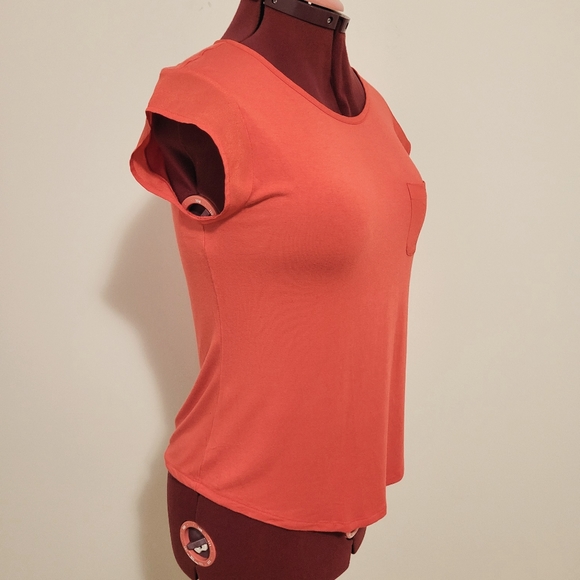 Calvin Klein Coral Dressy Tee Cropped Sleeves Medium - Picture 2 of 7